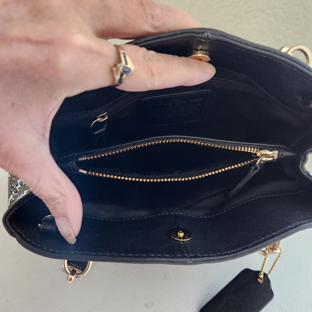 Like New Coach Minetta Black & Python Leather Sho… - image 15